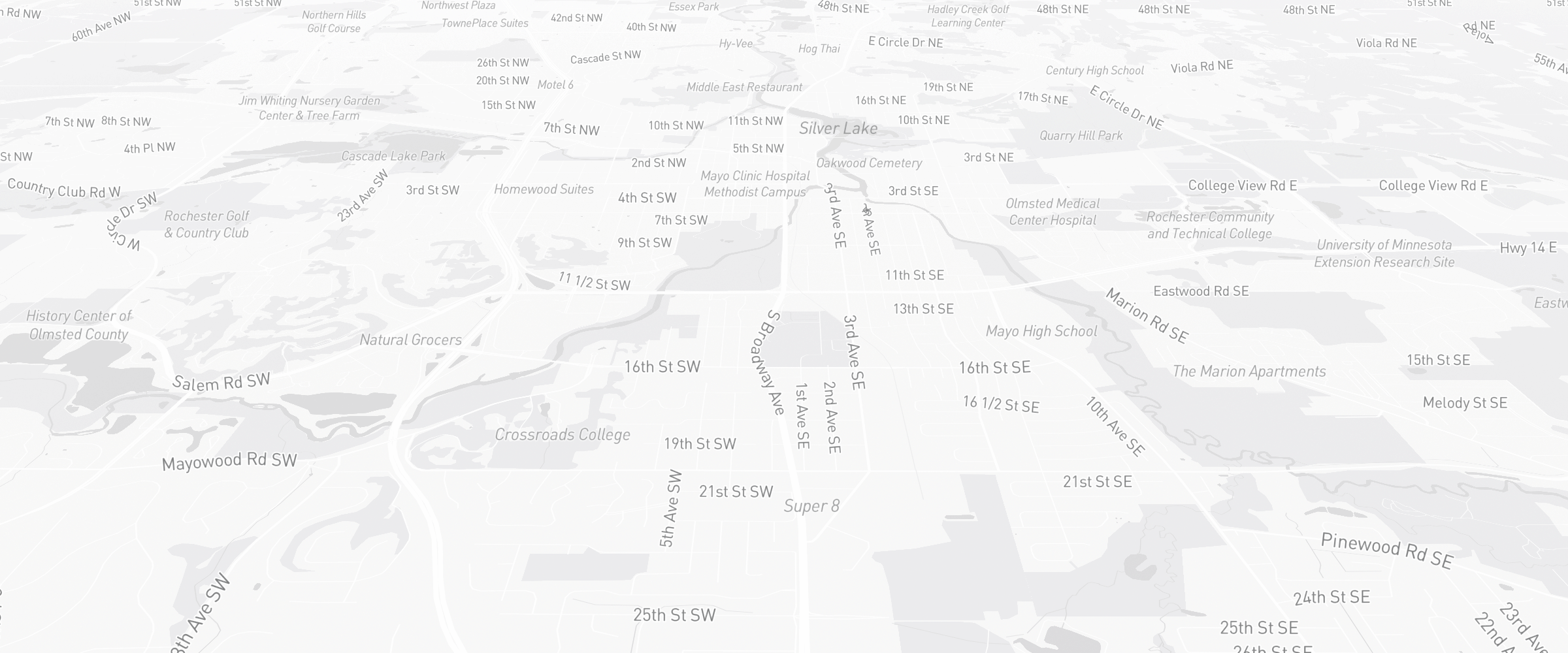 Neighborhood map of Rochester, MN — the area served by Life Insurance Agents of Rochester Group